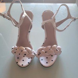 Rachel Zoe Kelly Braid Sandal in White & Black Polka Dot